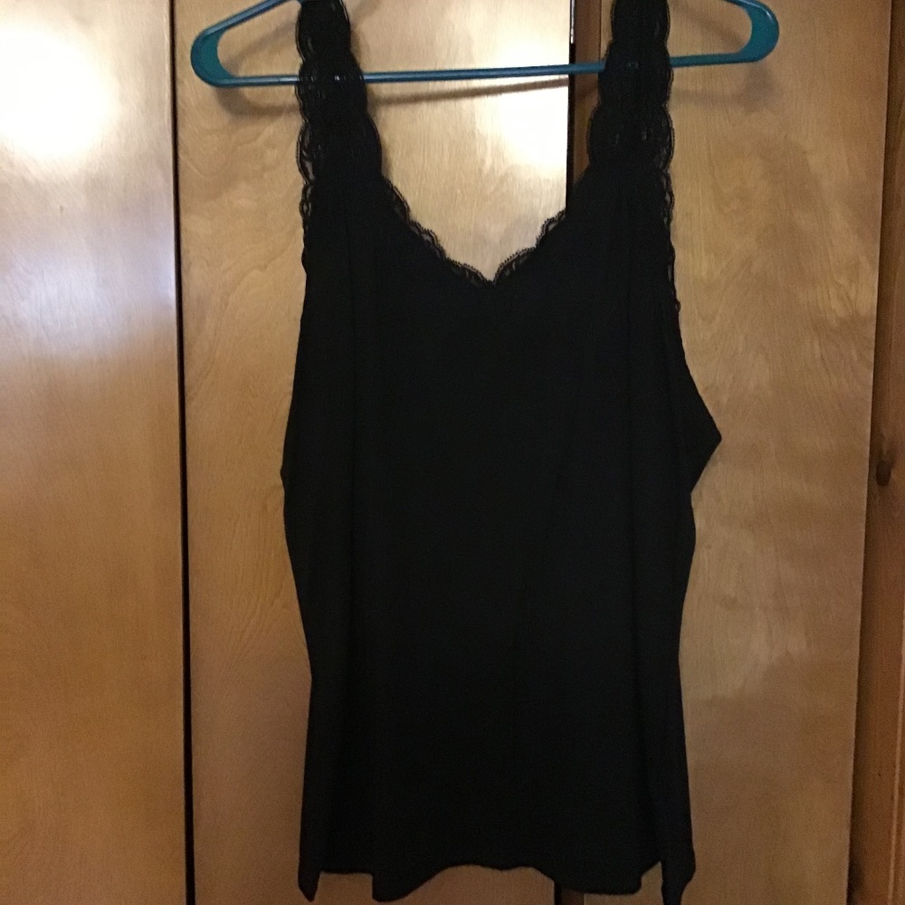 Black tank top with lace trim